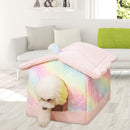 Pet House Soft Plush Warm Kennel Small Dog Cat Cave Nest Bed (Starry Sky M)