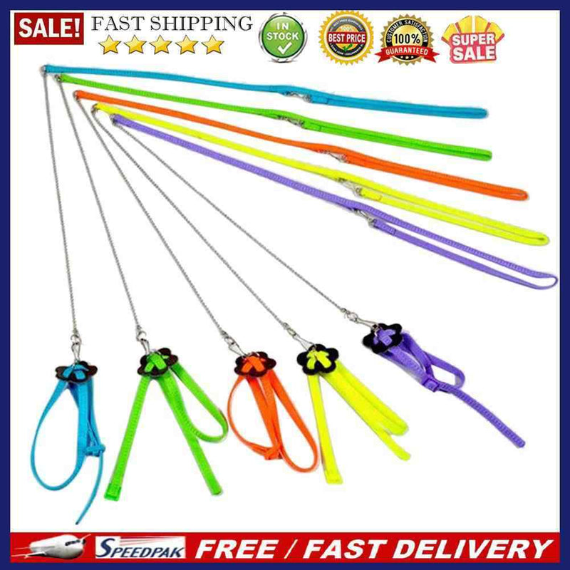 Bird Parrot Adjustable Harness & Leash Anti-bite Multicolor Light Soft