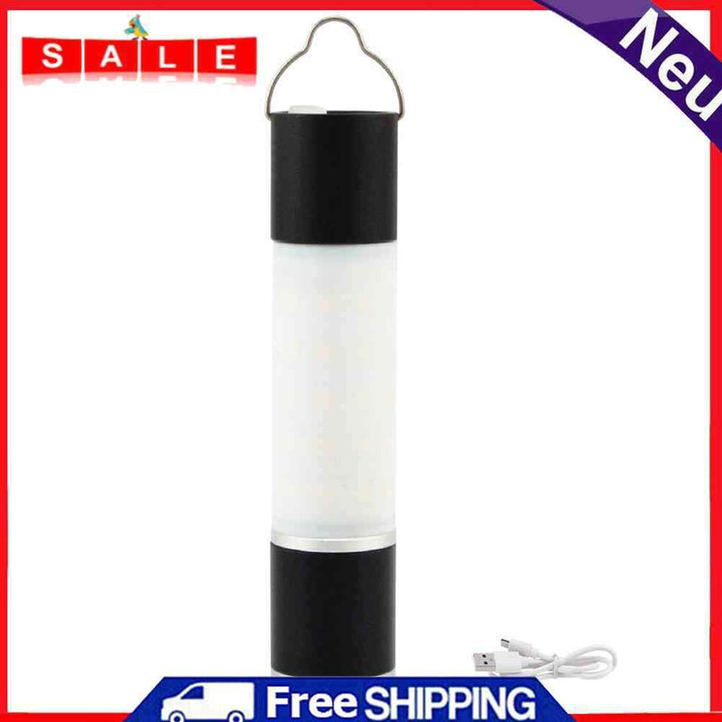 USB Rechargeable LED Telescopic Flashlight Zoomable Hanging Torch (Black)