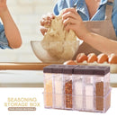 6pcs Transparent Seasoning Jar Spice Salt Pepper Powder Storage Box Kitchen T