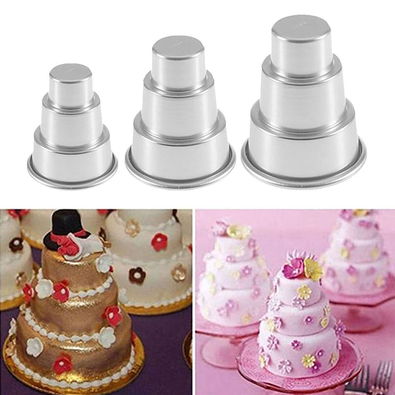 Aluminum Alloy DIY Cake Mold Three-layer Baking Mold for Homemade Cake Tools
