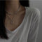 Women Jewelry Square Pendant Double Layer Multilayer Necklace Long Link Chain