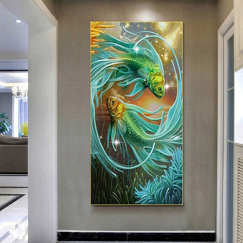 Two Fish Oil Paint By Numbers Kits Canvas Picture Wall Art DIY Craft Coloring
