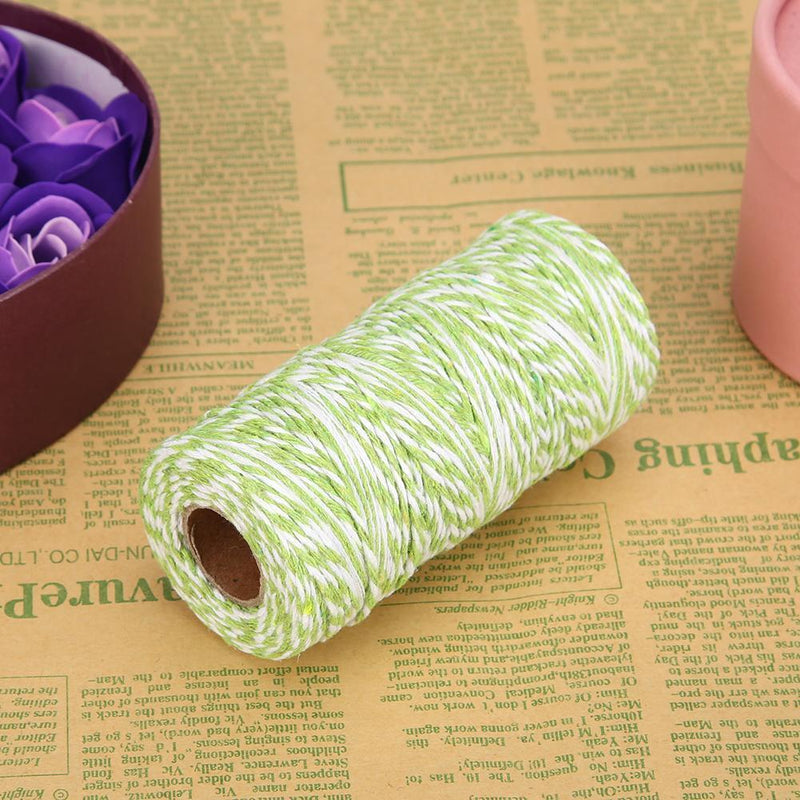 1 Roll 100 Meters 2Ply Cotton Twine DIY Weaving Handmade Craft Rope (Green Newly