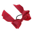 Women Satin Ribbon Bow Hair Band Ponytail Holder Rope(Bean Red)