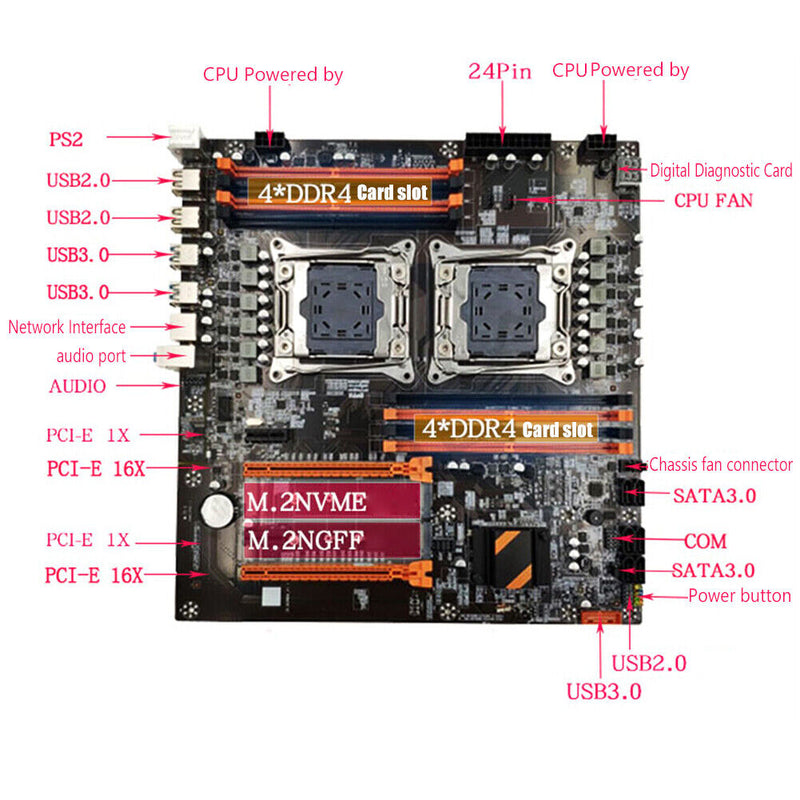 X99 SATA III 8 USB LGA 2011 CPU DDR4 Gaming ATX Motherboard for Desktop PC