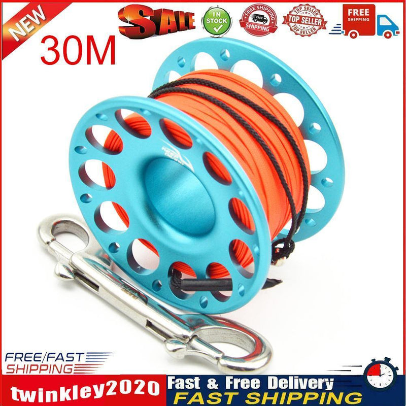 Scuba Diving Spool Finger Reel for Underwater Fishing Cave Dive (30m Blue) Newly