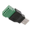 USB 2.0 Type A  to 5P Screw Shield Terminal Plug Male/Female Connector