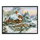 Full Cross Stitch Art Paint 11CT Stamped Winter Cabin Embroidery Wall Ornament