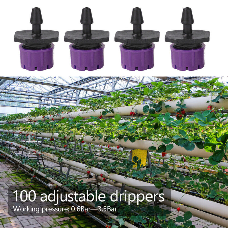 100pcs Adjustable Water Dropper Irrigation Hose Drip Head (Purple)