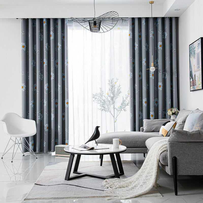 Sunflower Curtain Tulle Voile Modern Printed Floral Window Blind Screening Sheer