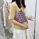 Ethnic Style Women Canvas Print Envelope Wristlet Bag Purse Handbag (Pink)