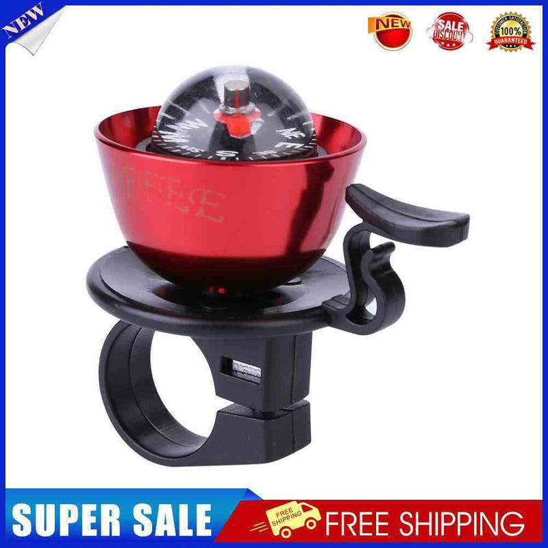 2 in 1 Bicycle Handlebar Bell Compass for MTB Bike Safety Cycling (Red)
