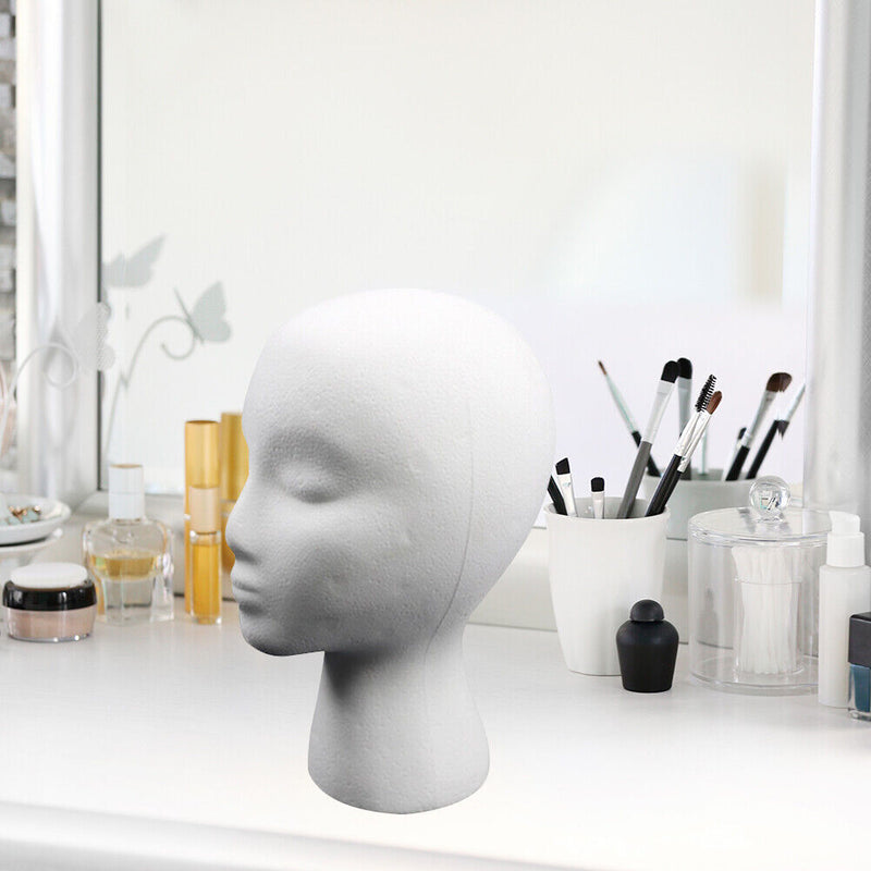 Female Styling EPS Flocking Head Mold Wig Glasses Holder Stand (White) Newly