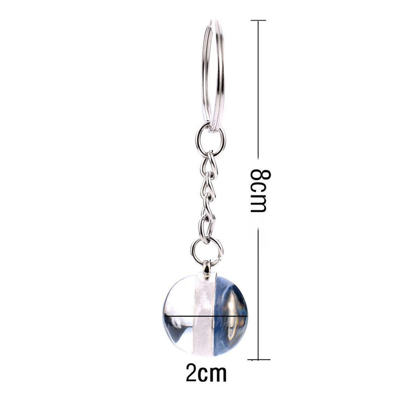 Unique Glass Dome Galaxy Ball Planet Keyring Solar System Keychain Double Sided