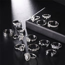 Color Elegant Statement Rings Set Hollow Heart Boho Finger Ring Leaves Flower
