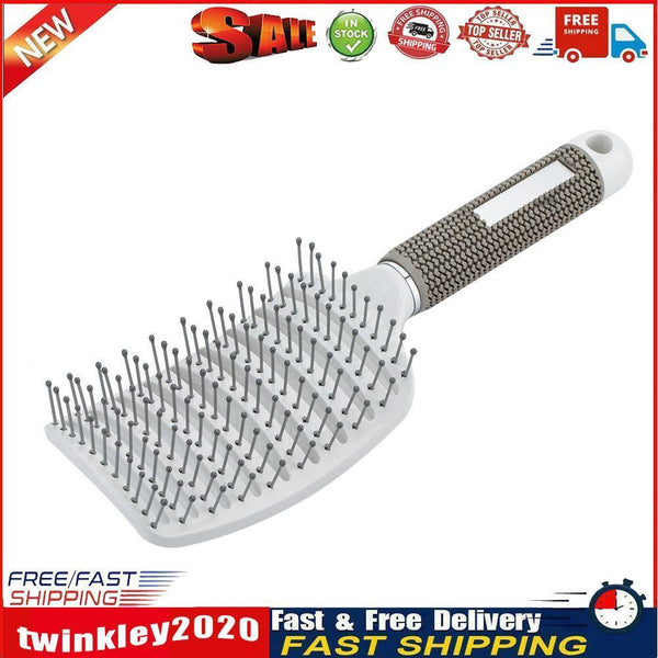 Portable Curved Ribs Scalp Massage Comb Fluffy Styling Brush (A White) Newly