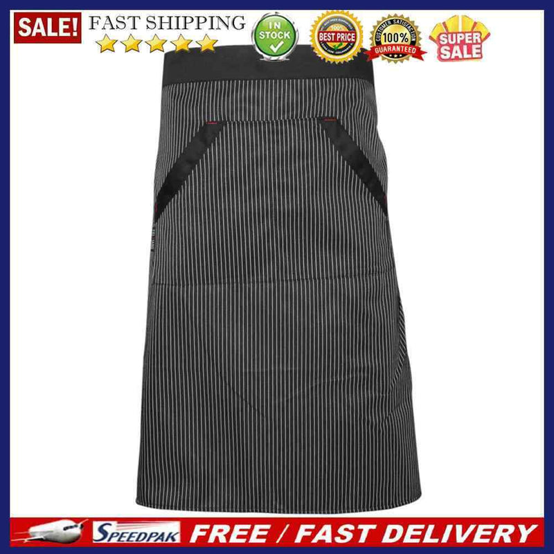 Universal Unisex  Stripe Bib Apron with  Pockets Chef Cook Tool Coffee A