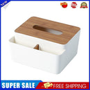 Tissue Box Wood Cover Napkin Holder Desktop Paper Towel Storage (White)