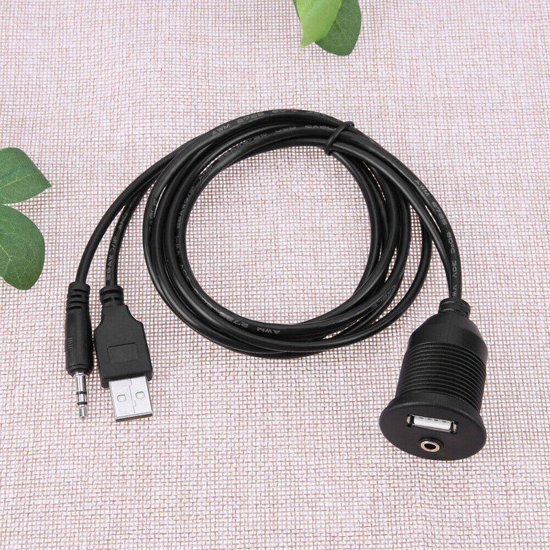 1 Set Extension Cable Car Dashboard Motor USB 2.0 3.5mm M/F AUX Guide Length