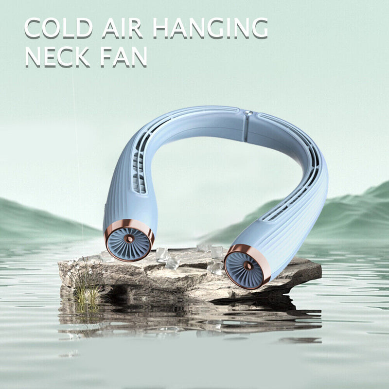 #A Portable Cooler Mute Cooling Fan Bladeless USB Hanging Neck Fans for Outdoor