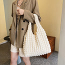 Fashion Bubble Flower Tote Bags Lady Pleated Cloud Shoulder Shopping Handbag