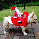 Dog Clothes Pet Warm Coat Christmas Santa Riding Deer Hooded Costume (L)