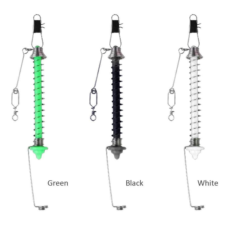 Fishing Hooks Automatic Spring Catch Ejection Jig Head Lure Tackle (White)