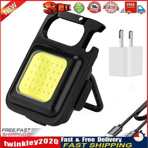 COB LED Mini Portable Keychain Lamp Waterproof with EU Charging Adapter Newly