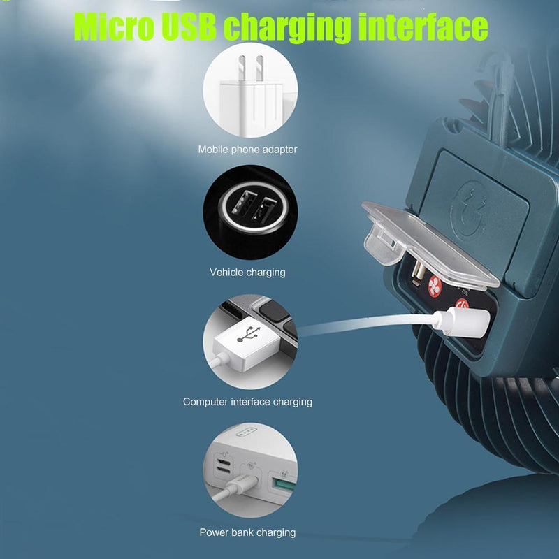 2 in 1 LED Tent Fan Rechargeable Lamp USB Charging Fan Light with Stand