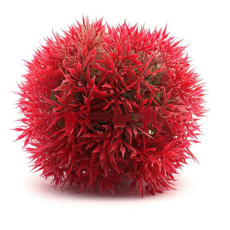 Simulation Water Plants Fish Tank Plastic Aquatic Grass Ball (8cm Red) Newly