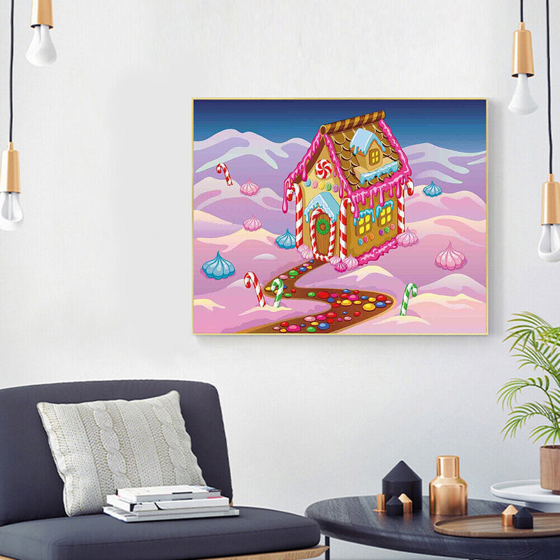Candy House Oil Paint by Numbers Hand Painted Frameless Picture Home Ornament