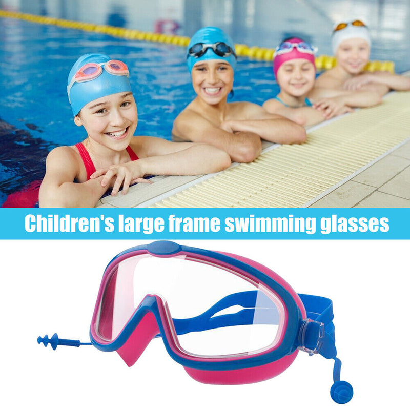 Children Swimming Goggles w/ Earbuds Anti Fog Swimming Glasses (Rose Red) Newly