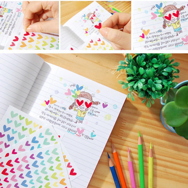 6pcs/set Colorful Heart DIY Scrapbooking Diary Photo Album Stickers(Heart) Newly