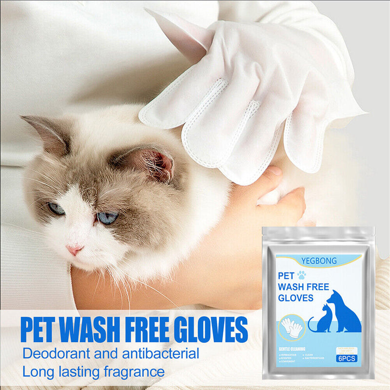 6pcs Cats Dogs Grooming No Rinse Disposable Cleaning Massage Gloves Pet Produ