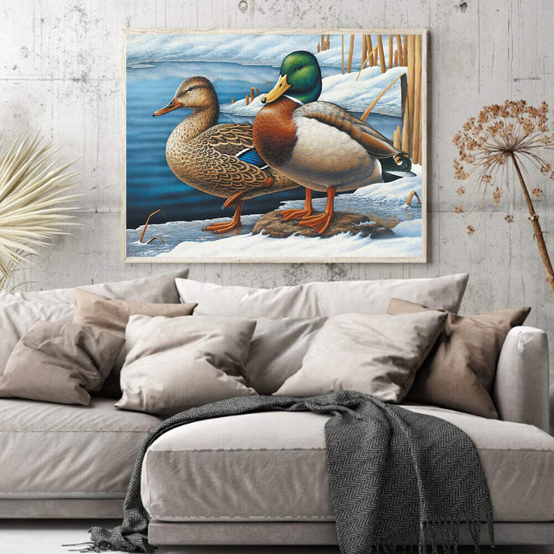Lakeside Duck Oil Paint By Numbers Kit DIY Acrylic Painting on Canvas Frame