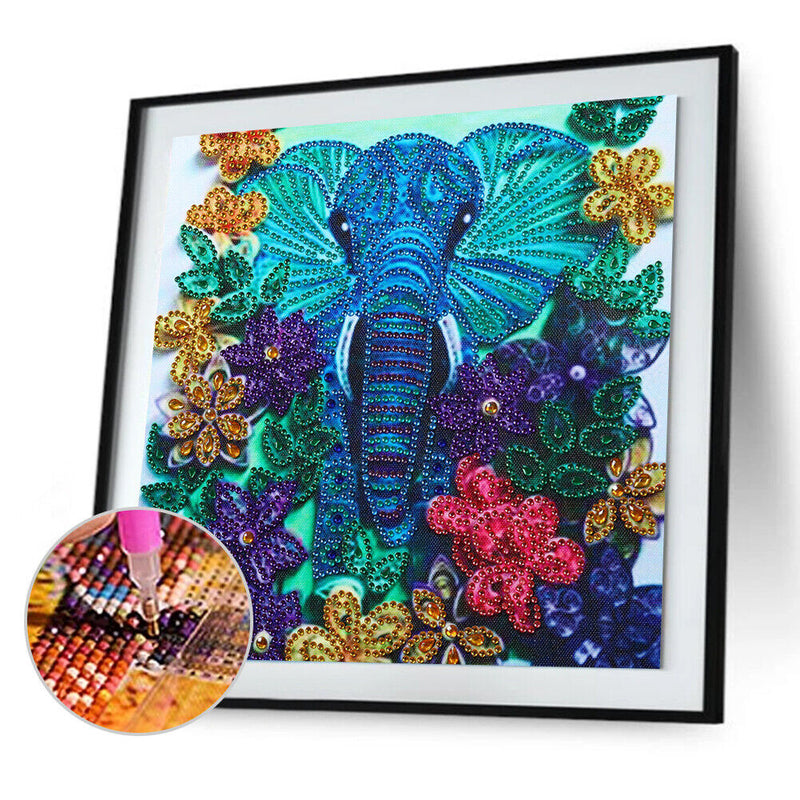 Partial Drill 5D DIY Special Shaped Diamond Painting Flowers Elephant Kit