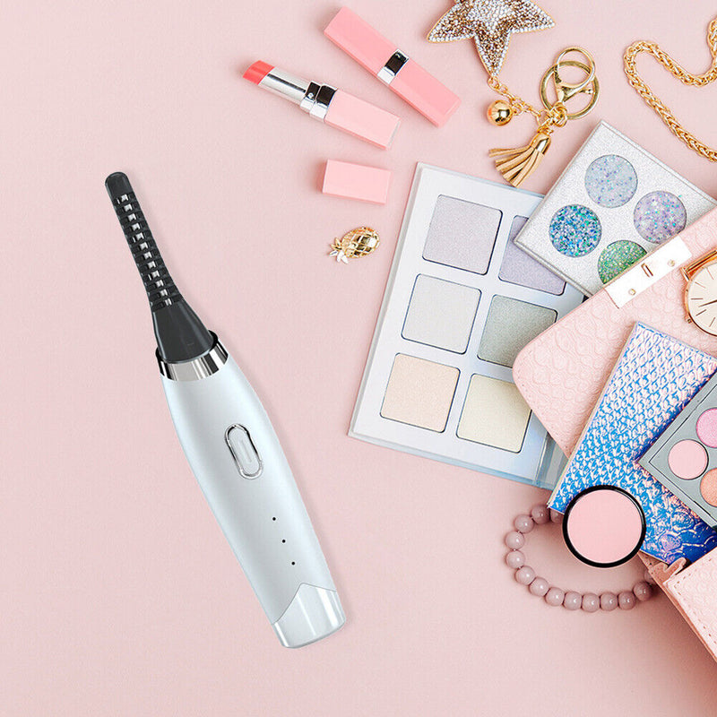 Long Lasting Electric Heated Eyelash Curler Applicator Makeup Tools (White)