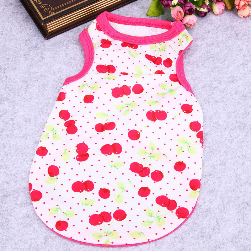 Spring Summer Puppy Small Dog Vest Clothes Pet Shirt (Cherry  Red)(L)
