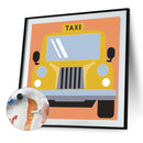 Frameless Digital Painting Cartoons Car Pattern DIY Painted By Numbers on Can
