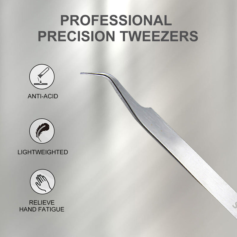 Stainless Steel Tweezers - Precision Curved Pointed Tip Isolating for Solderi