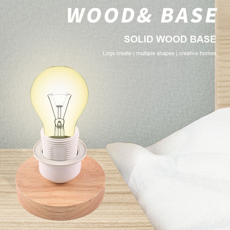 Solid Wood Table Lamp Base E27 220V Wooden Light Holder w/Switch Line (E) Newly