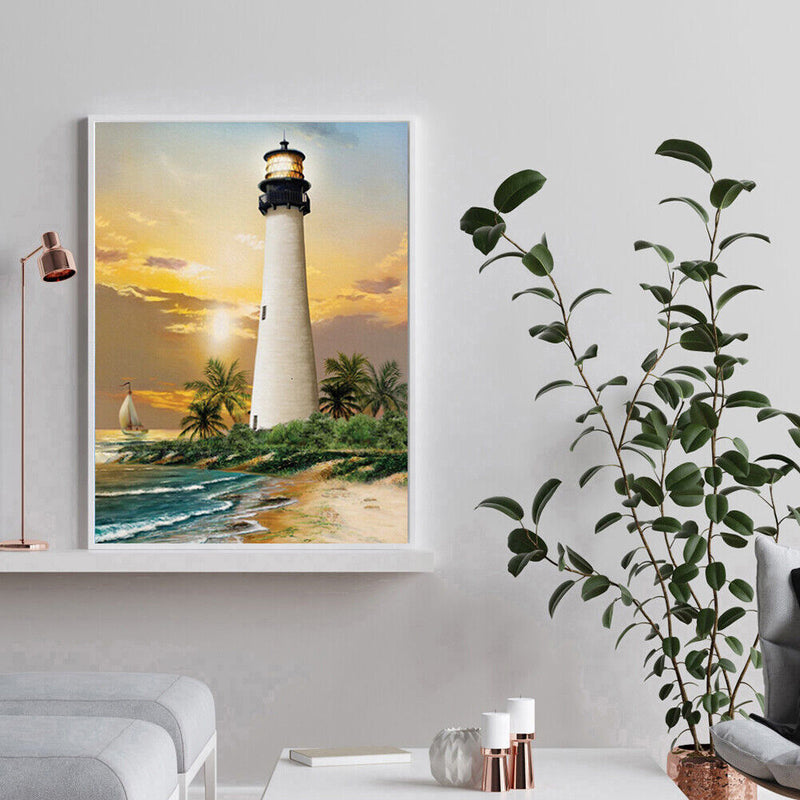 Lighthouse Full Round Diamond Embroidery Rhinestone Painting Mosaic Cross Stitch