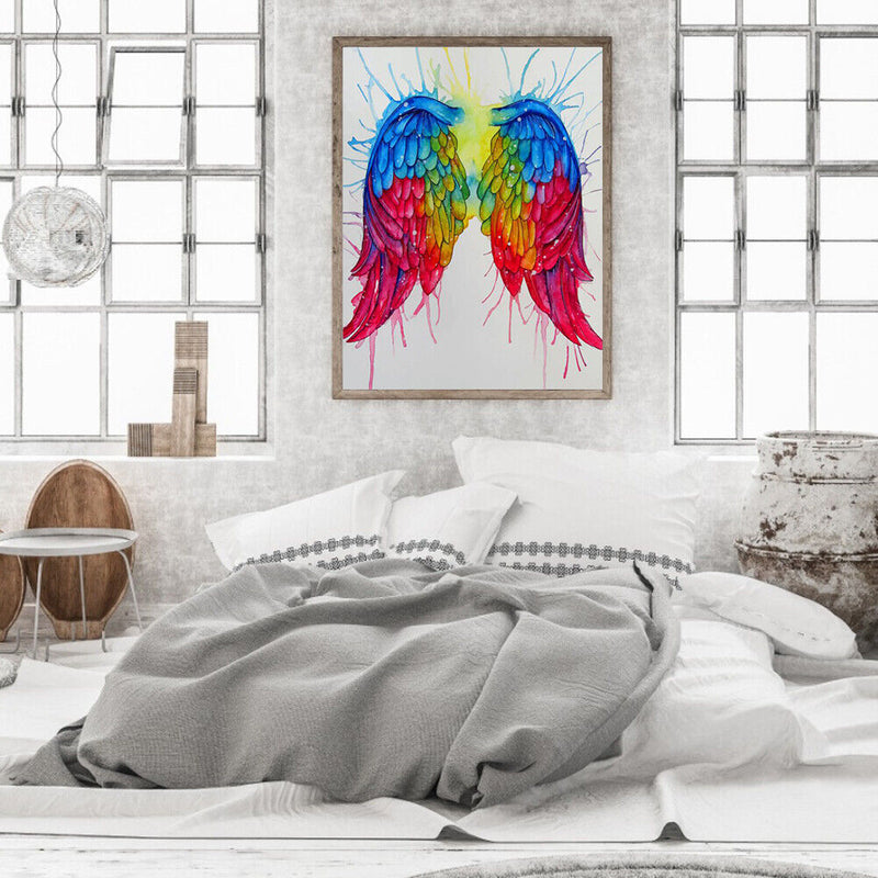 40x50cm Oil Paint By Numbers Rainbow Angel Wings Frameless Picture Home Decor