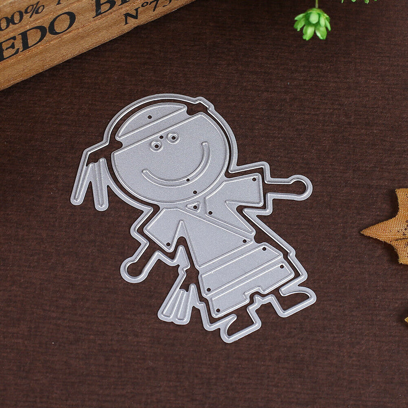 Snowvirtuos Cartoon Boy Metal Cutting Tools Stencil DIY Scrapbook Paper Cart