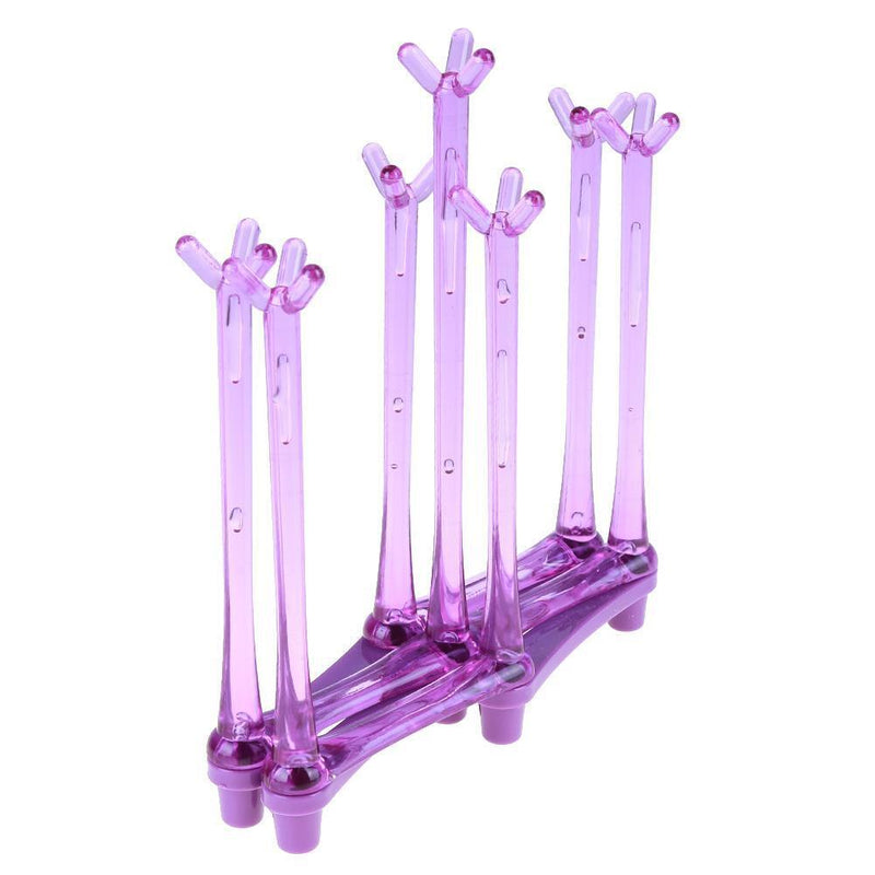 Glass Cup Bottle Drying Rack Drainer Shelf Holder Kitchen Organizer(Purple)