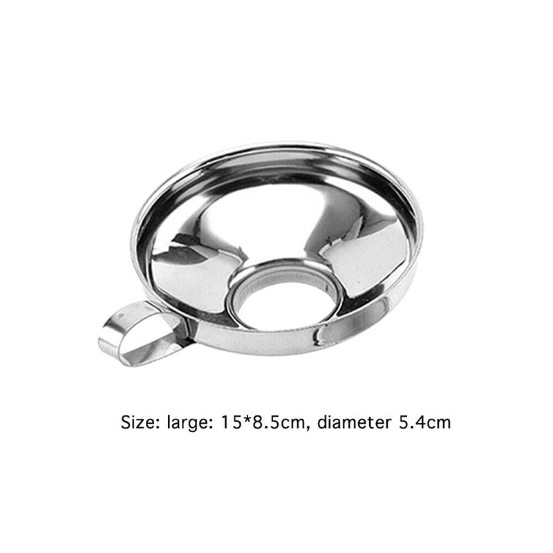 Wide Mouth Liquid Funnel Stainless Steel Canning Flask Hopper Filter (L)