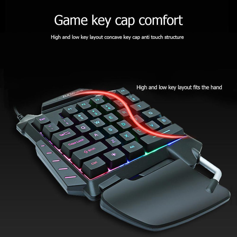 ZUOYA 35 Keys One-handed Gaming Membrane keyboard Ergonomic Keypad for PC
