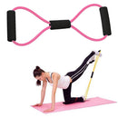8 Word Rubber Yoga Fitness Chest Expander Rope Workout Equipment (Pink) Newly