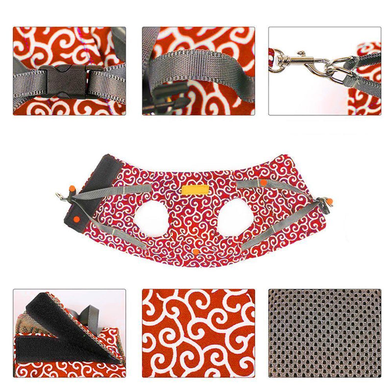 Japanese Style Pet Dog Cat Harness Vest Outdoor Walking Leash Set (Red S) Newly